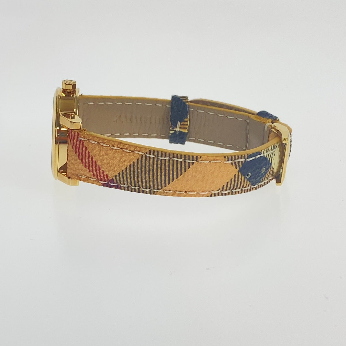 BURBERRY バーバリー チェック柄 ゴールド ベージュ メタル / レザー BU9219 腕時計 クオーツ シャンパンゴールド文字盤 レディース ABP23