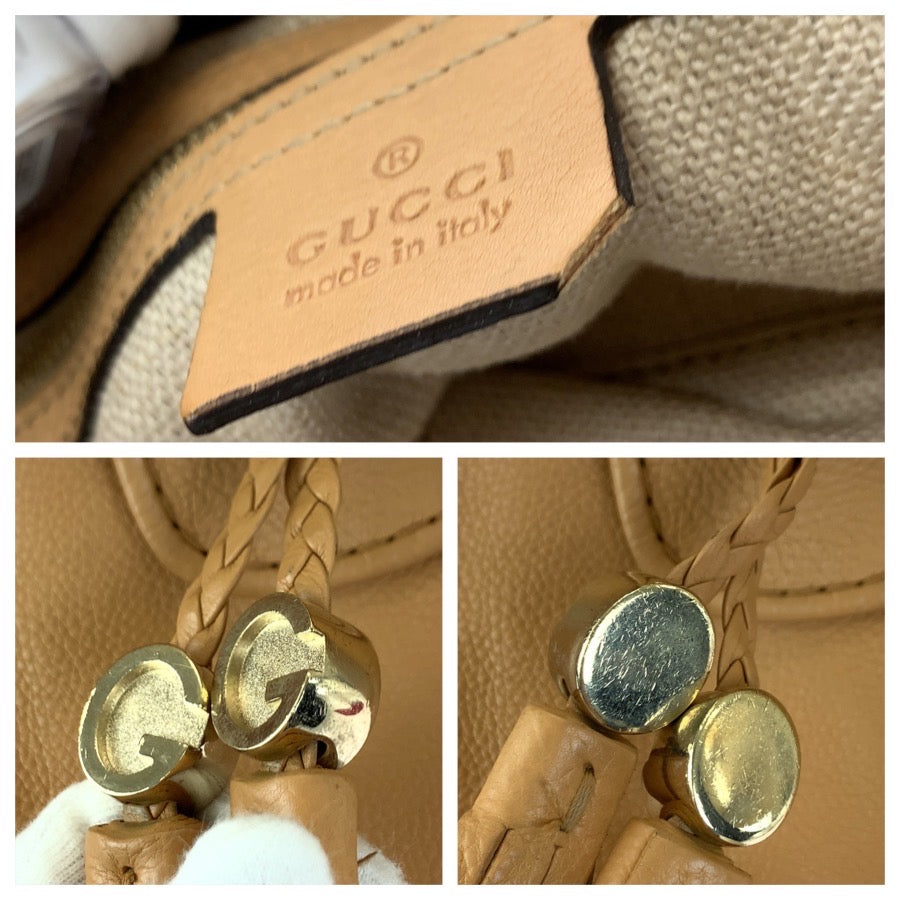 GUCCI グッチ マラケシュ ホーボー タッセル ライトブラウン ゴールド金具 レザー 257029 トートバッグ ショルダーバッグ レディース ABP54