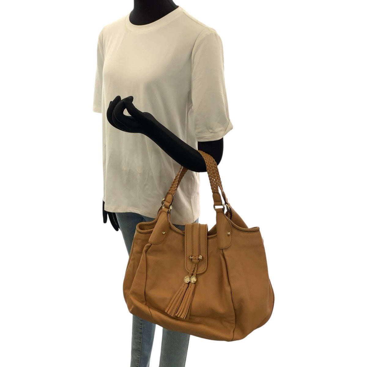 GUCCI グッチ マラケシュ ホーボー タッセル ライトブラウン ゴールド金具 レザー 257029 トートバッグ ショルダーバッグ レディース ABP54