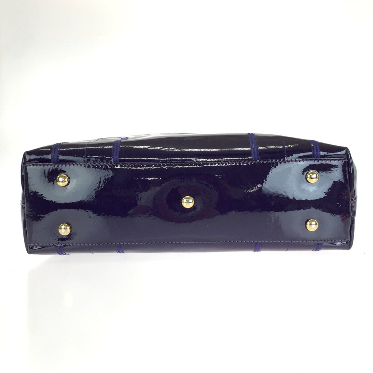 VERSACE ヴェルサーチ ヴィンテージ メデューサ パープル ゴールド金具 エナメル トートバッグ ショルダバッグ レディース AB26