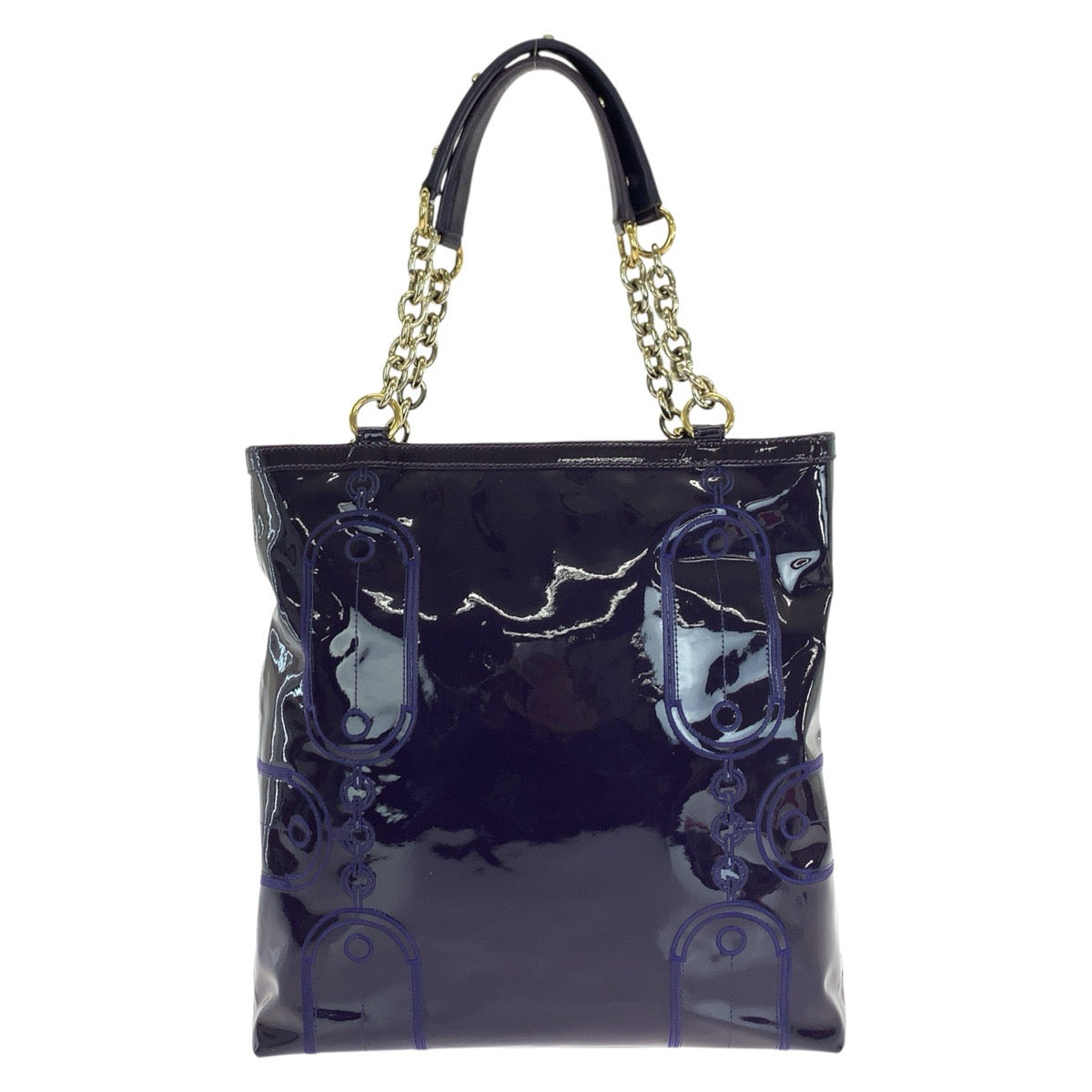 VERSACE ヴェルサーチ ヴィンテージ メデューサ パープル ゴールド金具 エナメル トートバッグ ショルダバッグ レディース AB26