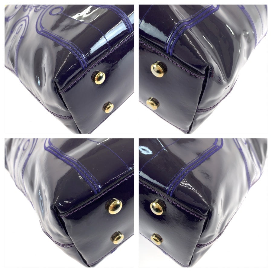 VERSACE ヴェルサーチ ヴィンテージ メデューサ パープル ゴールド金具 エナメル トートバッグ ショルダバッグ レディース AB26