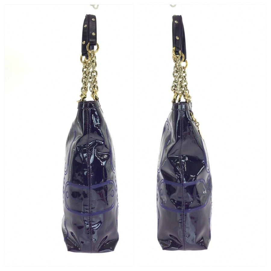 VERSACE ヴェルサーチ ヴィンテージ メデューサ パープル ゴールド金具 エナメル トートバッグ ショルダバッグ レディース AB26