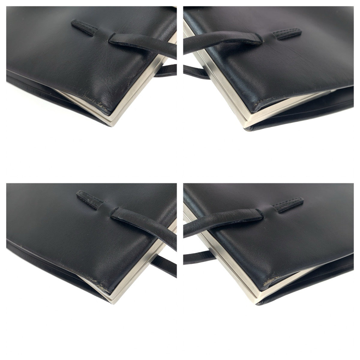 LOEWE ロエベ ヴィンテージ がま口 ブラック 黒 シルバー金具 レザー トートバッグ ハンドバッグ ショルダーバッグ レディース AB34