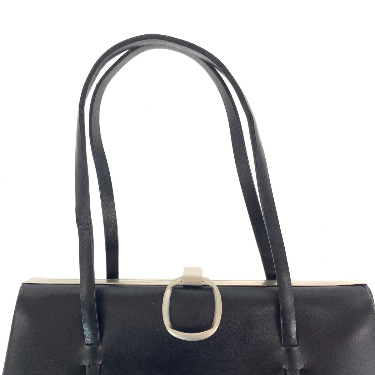 LOEWE ロエベ ヴィンテージ がま口 ブラック 黒 シルバー金具 レザー トートバッグ ハンドバッグ ショルダーバッグ レディース AB34