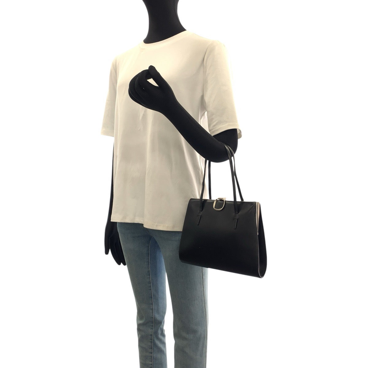 LOEWE ロエベ ヴィンテージ がま口 ブラック 黒 シルバー金具 レザー トートバッグ ハンドバッグ ショルダーバッグ レディース AB34