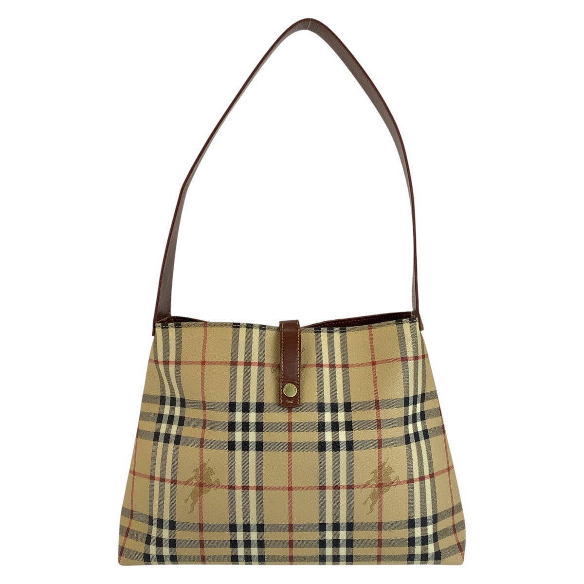 BURBERRY バーバリー シャドーホース チェック柄 ベージュ ブラウン PVC ショルダーバッグ レディース AB36