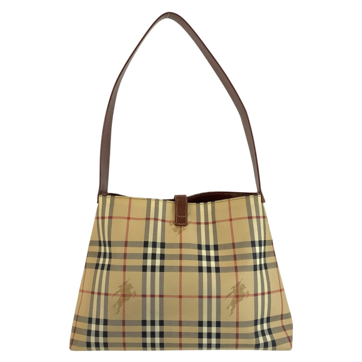 BURBERRY バーバリー シャドーホース チェック柄 ベージュ ブラウン PVC ショルダーバッグ レディース AB36