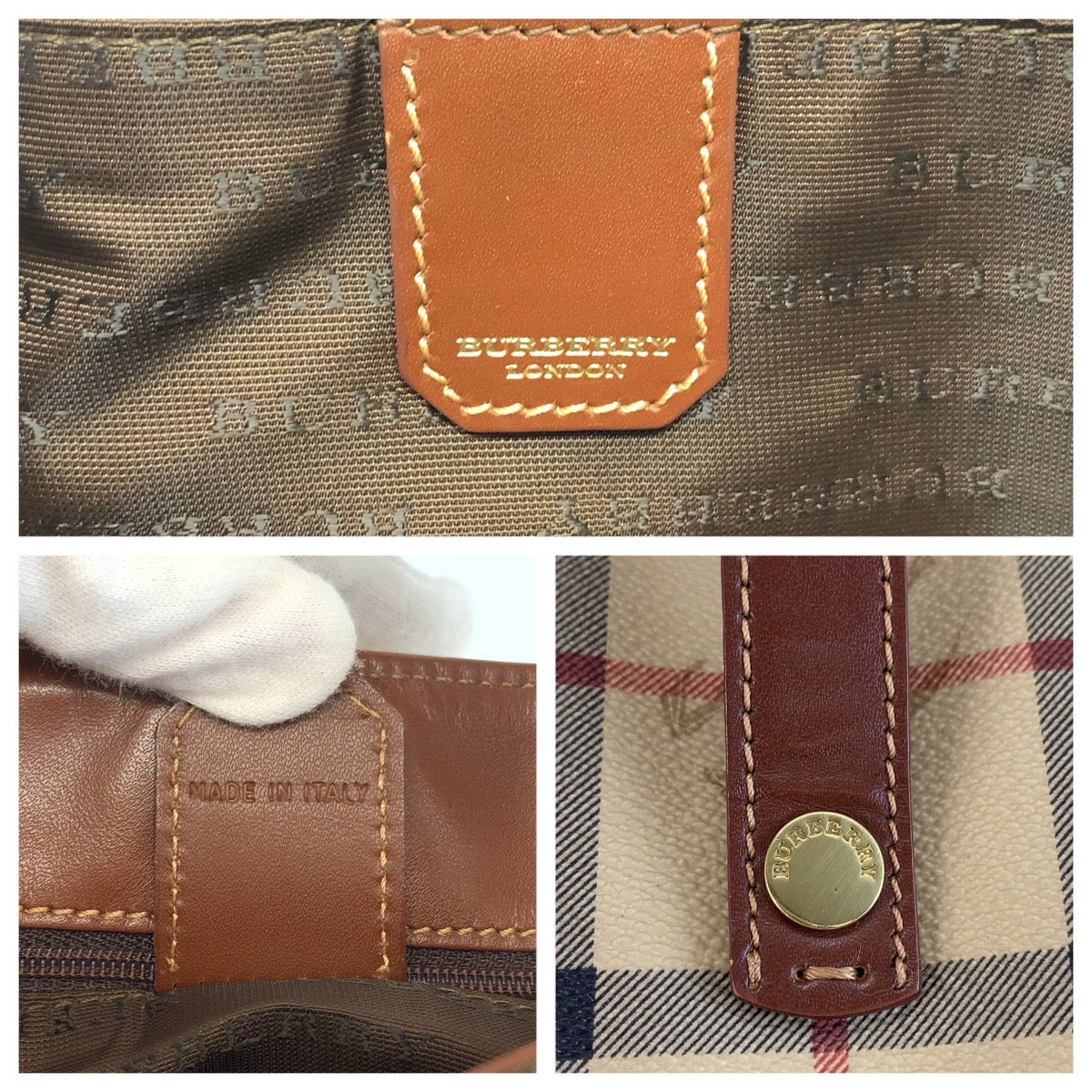 BURBERRY バーバリー シャドーホース チェック柄 ベージュ ブラウン PVC ショルダーバッグ レディース AB36