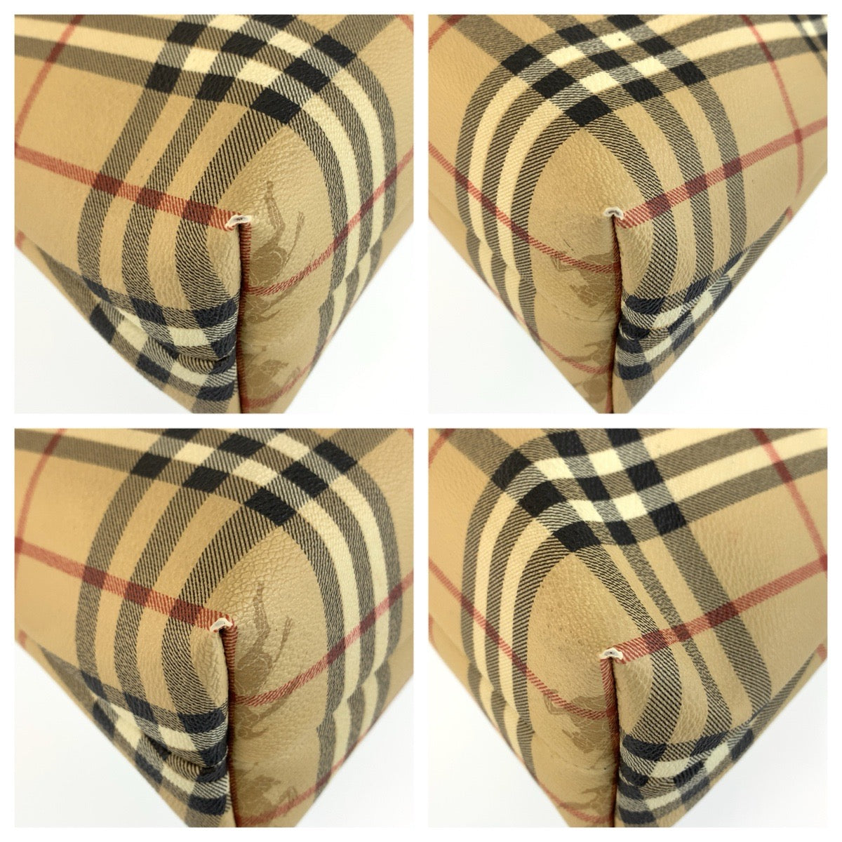 BURBERRY バーバリー シャドーホース チェック柄 ベージュ ブラウン PVC ショルダーバッグ レディース AB36