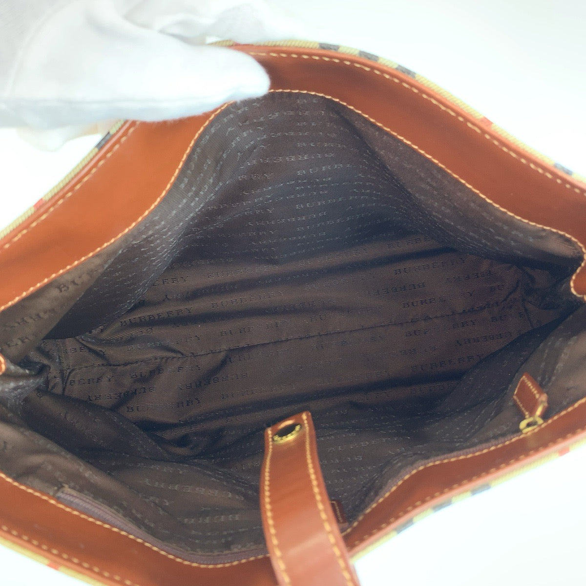 BURBERRY バーバリー シャドーホース チェック柄 ベージュ ブラウン PVC ショルダーバッグ レディース AB36