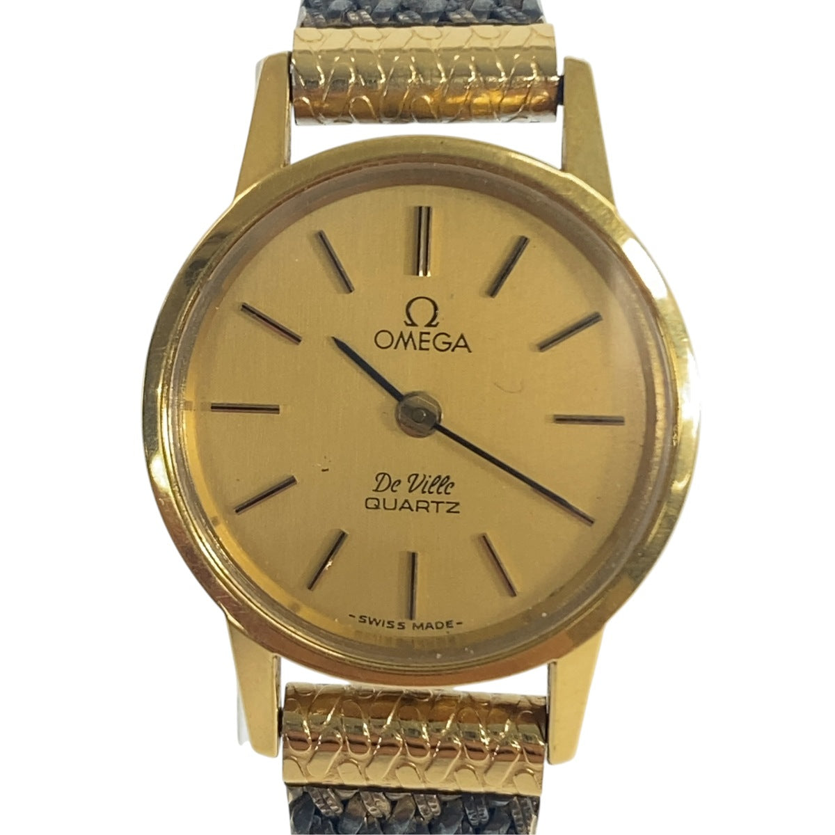 OMEGA オメガ ヴィンテージ DeVille デヴィル ゴールド メタル 腕時計 クオーツ ゴールド文字盤 レディース B50