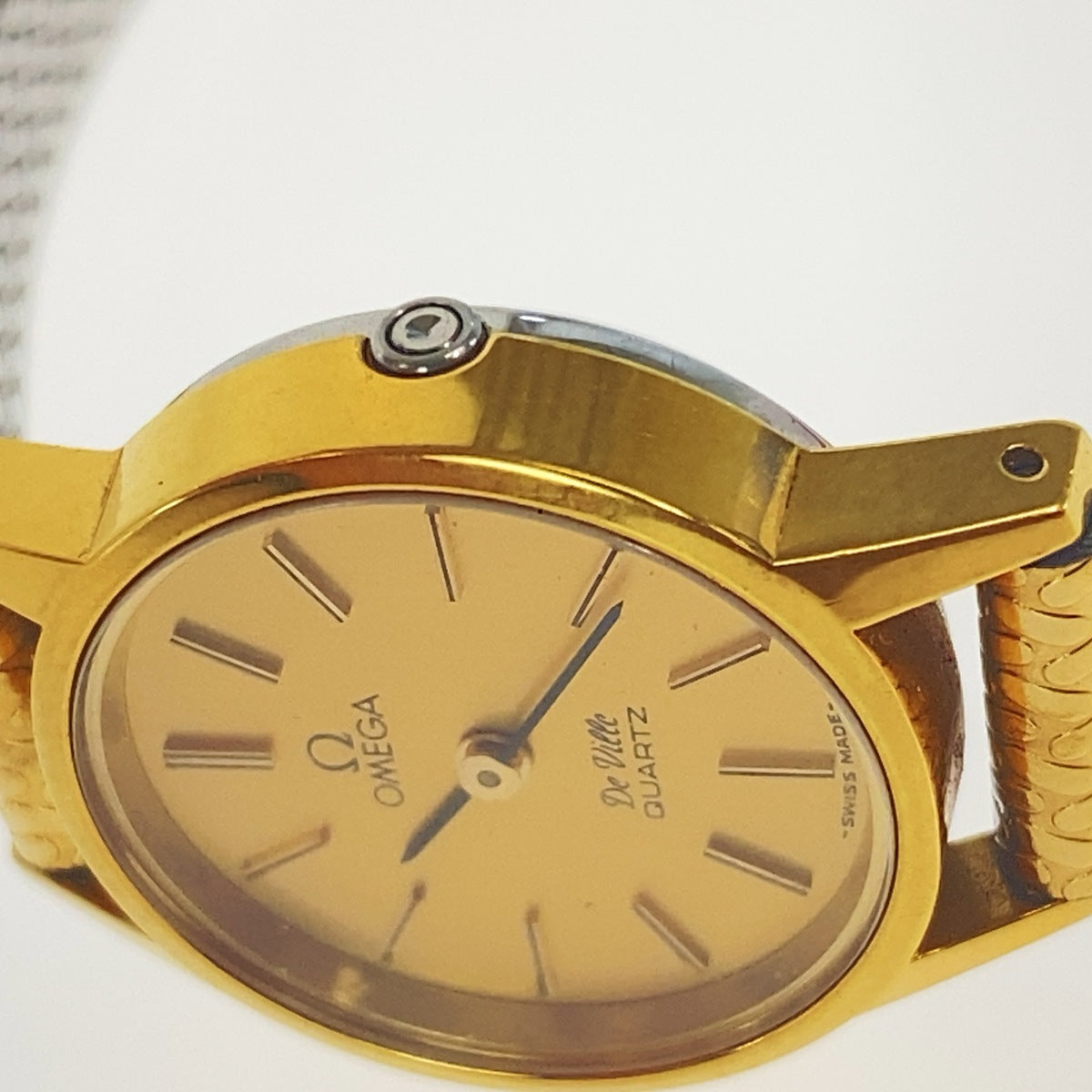OMEGA オメガ ヴィンテージ DeVille デヴィル ゴールド メタル 腕時計 クオーツ ゴールド文字盤 レディース B50