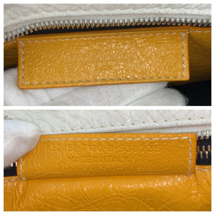 BALENCIAGA バレンシアガ バザール 2way イエロー ホワイト ラムスキン 452458 ショルダーバッグ ミニトートバッグ レディース AB49