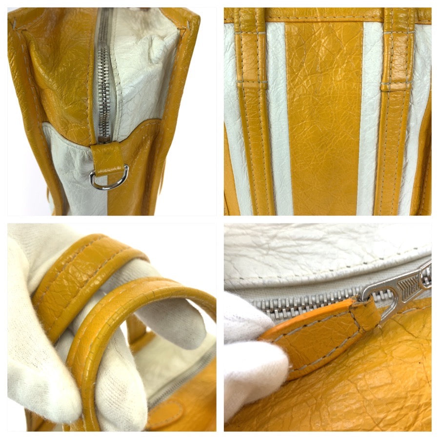 BALENCIAGA バレンシアガ バザール 2way イエロー ホワイト ラムスキン 452458 ショルダーバッグ ミニトートバッグ レディース AB49