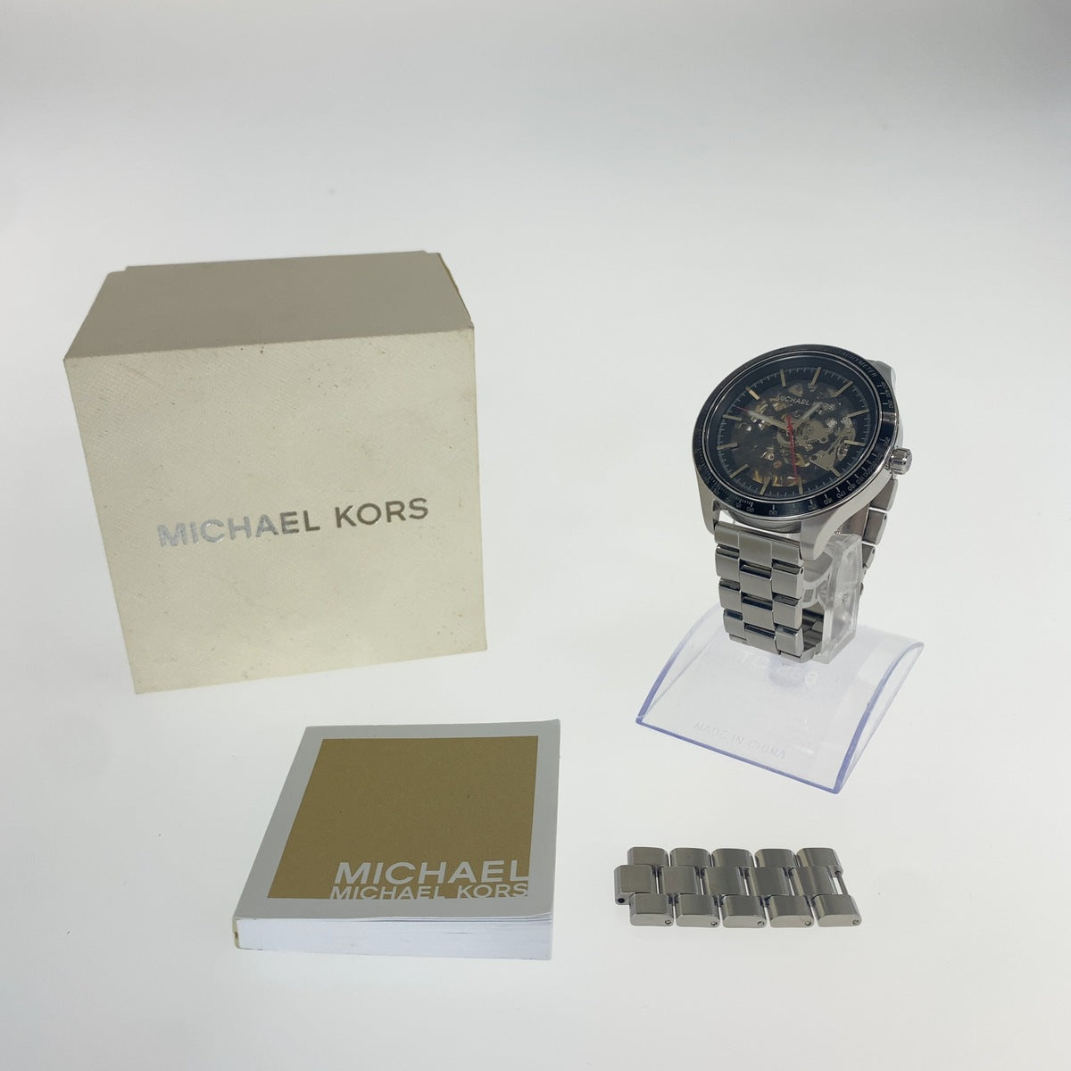 Michael Kors マイケルコース MERRIK シルバー ブラック ステンレススチール MK9037 スケルトン 腕時計 メンズ A9