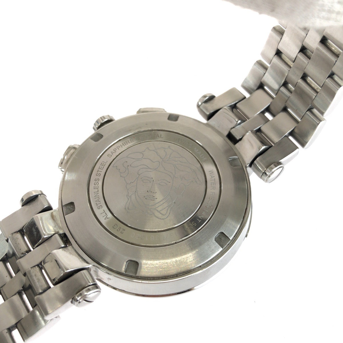 VERSACE ヴェルサーチ メデューサ V-RACE GMT ALARM ネイビー シルバー金具 ステンレススチール 29G99D009S099 腕時計 クオーツ ダークネイビー文字盤 メンズ AB50