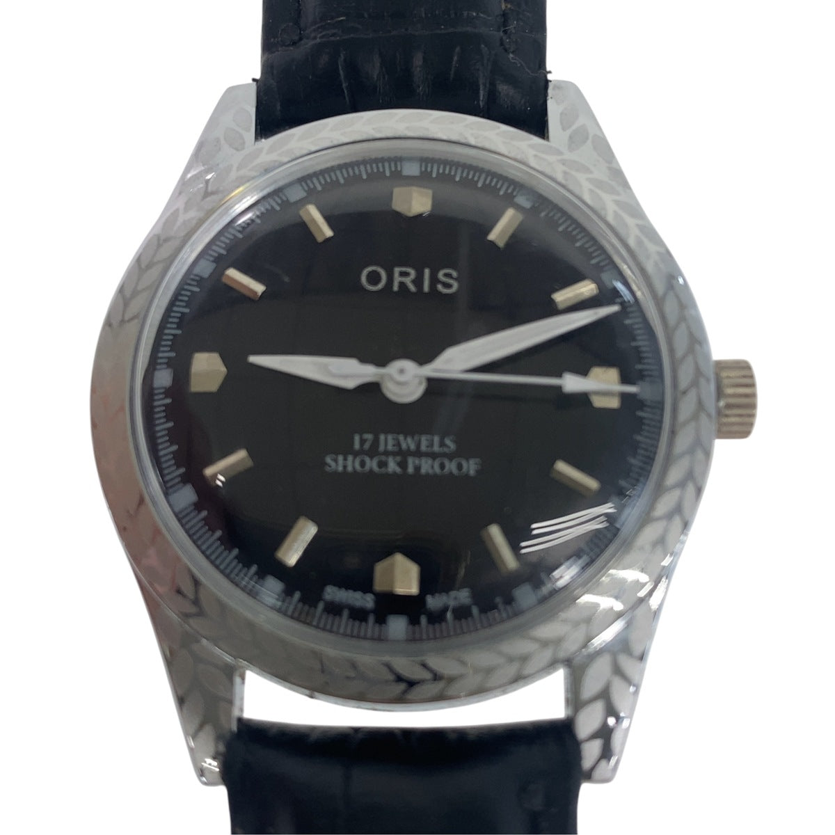 ORIS オリス シルバー ブラック ステンレススチール 手巻き 腕時計 手巻き メンズ AB25