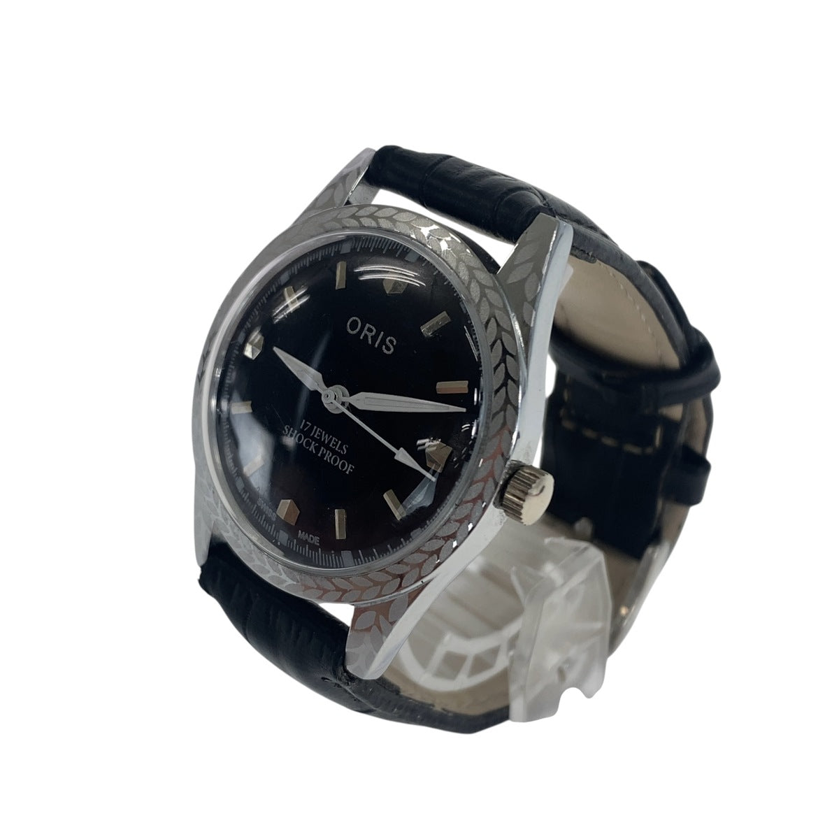 ORIS オリス シルバー ブラック ステンレススチール 手巻き 腕時計 手巻き メンズ AB25