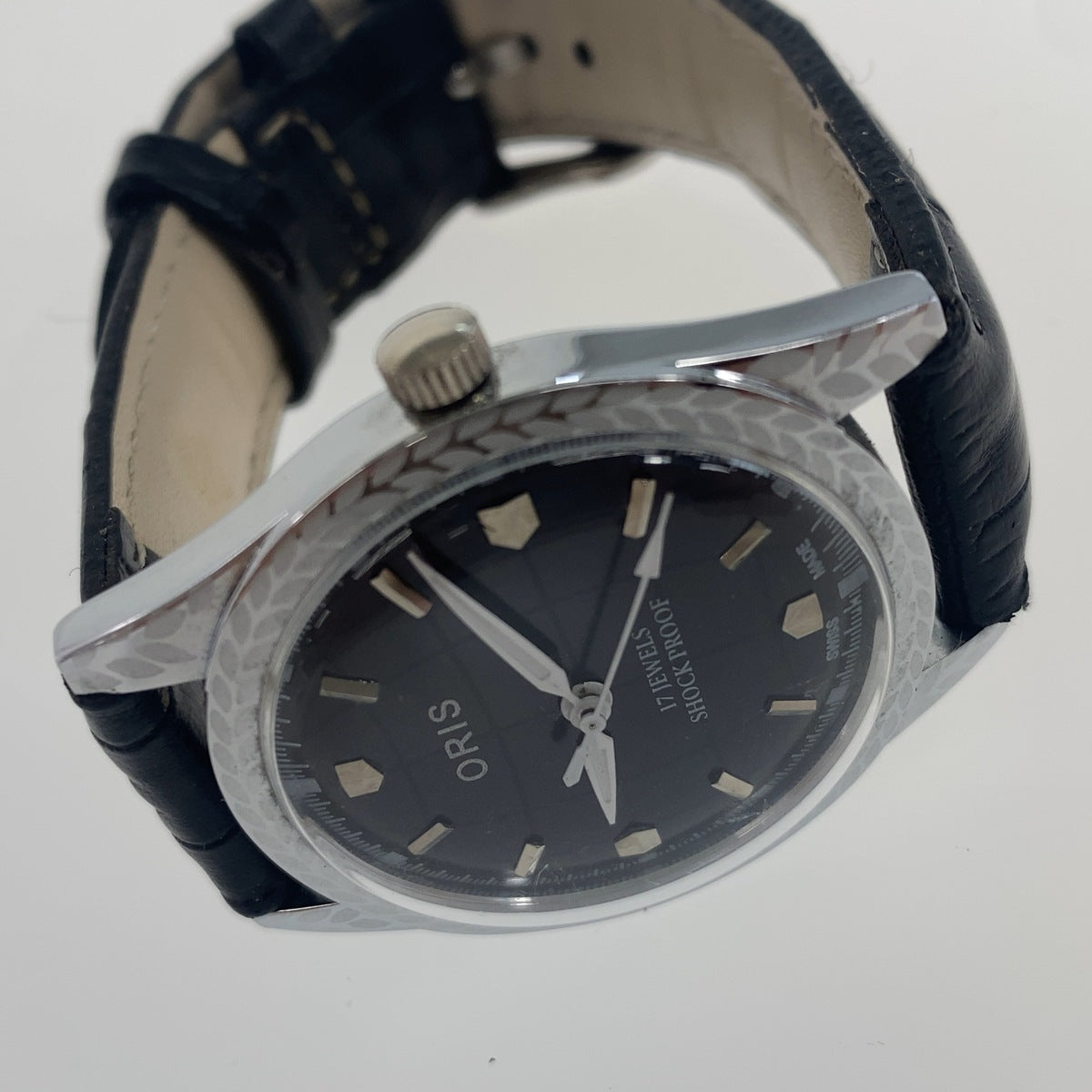 ORIS オリス シルバー ブラック ステンレススチール 手巻き 腕時計 手巻き メンズ AB25