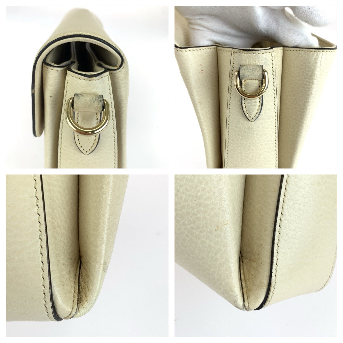 GUCCI グッチ インターロッキングG ホワイト アイボリー ゴールド金具 レザー 607720 チェーンショルダーバッグ レディース AB70