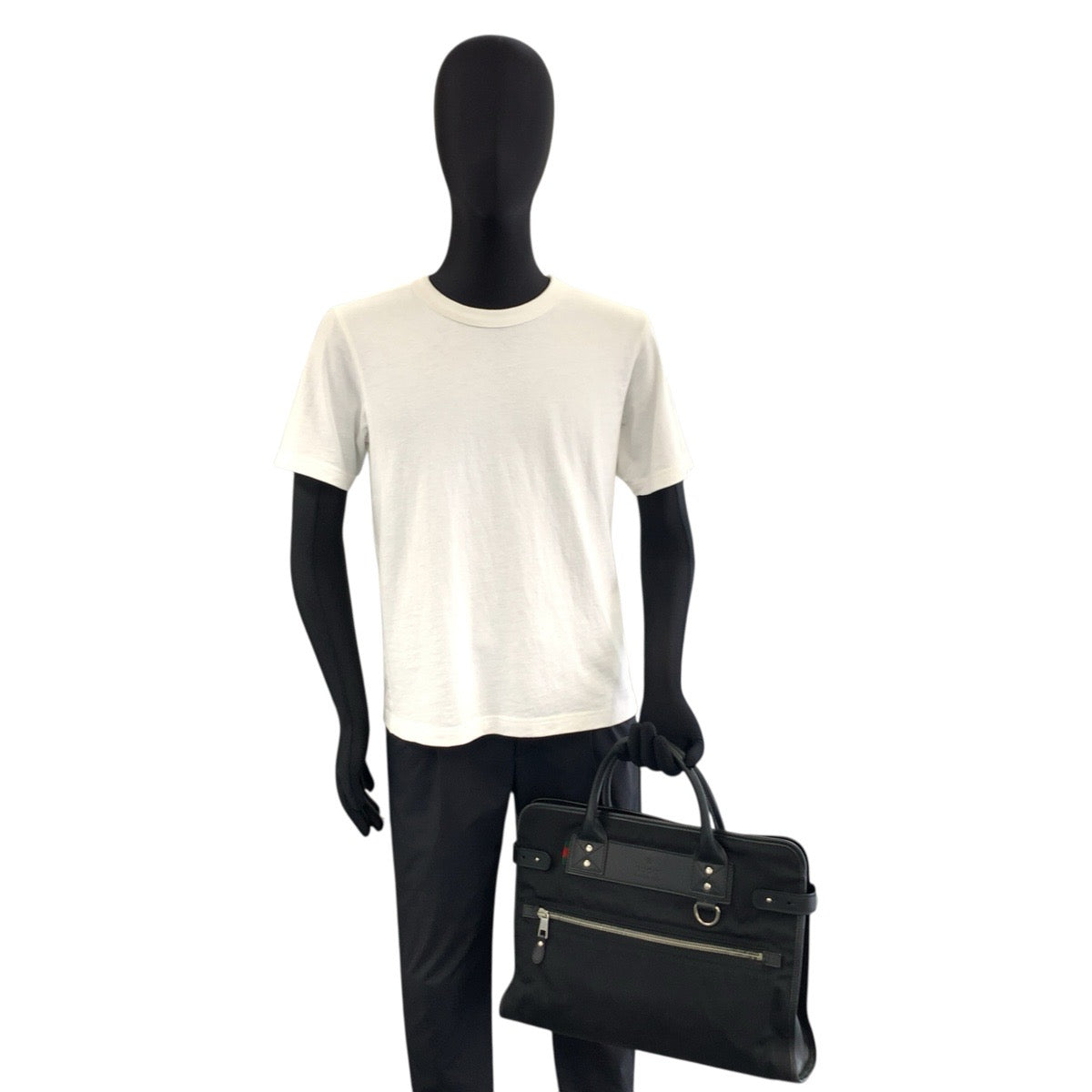 GUCCI グッチ シェリーライン ブラック 黒 シルバー金具 ナイロン 246410 ビジネスバッグ ブリーフケース メンズ AB37