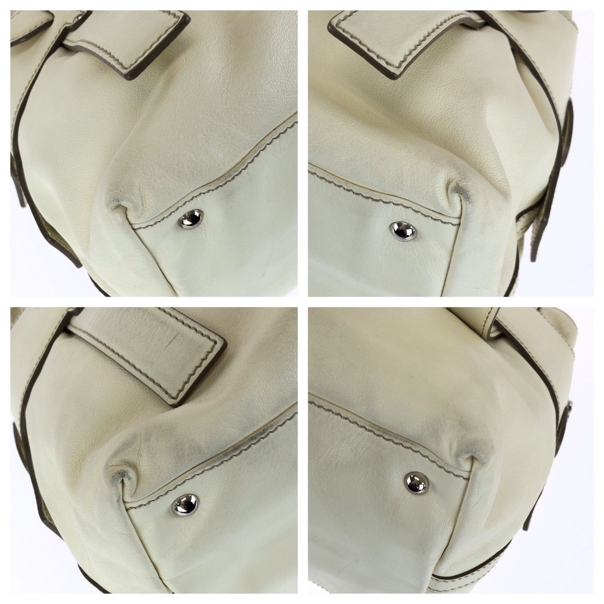 Salvatore Ferragamo サルヴァトーレフェラガモ ガンチーニ ホワイト オフホワイト シルバー金具 レザー AQ-21 7776 ハンドバッグ レディース AB40