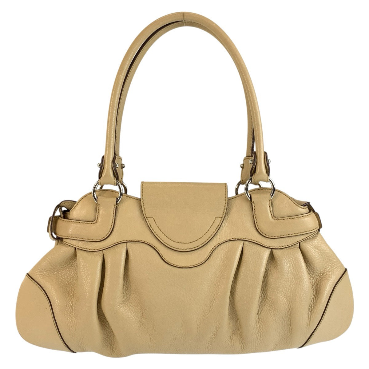 Salvatore Ferragamo サルヴァトーレフェラガモ ガンチーニ マリッサ ベージュ シルバー金具 レザー AU-21/6317 ハンドバッグ ショルダーバッグ レディース ABP33