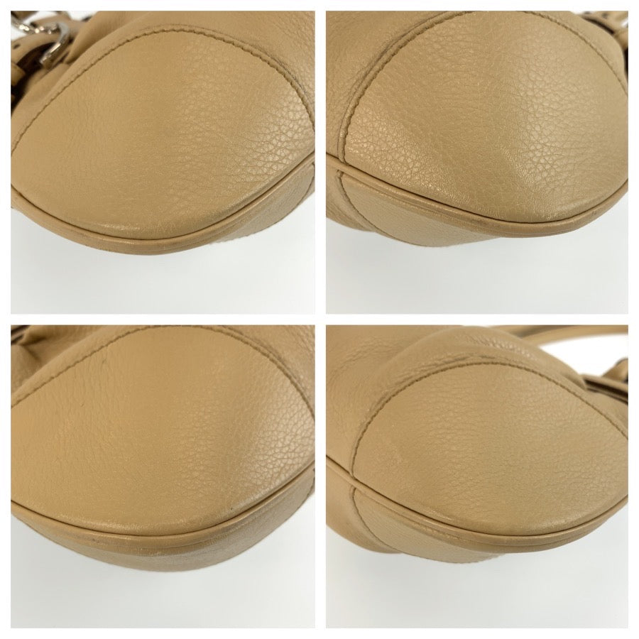 Salvatore Ferragamo サルヴァトーレフェラガモ ガンチーニ マリッサ ベージュ シルバー金具 レザー AU-21/6317 ハンドバッグ ショルダーバッグ レディース ABP33