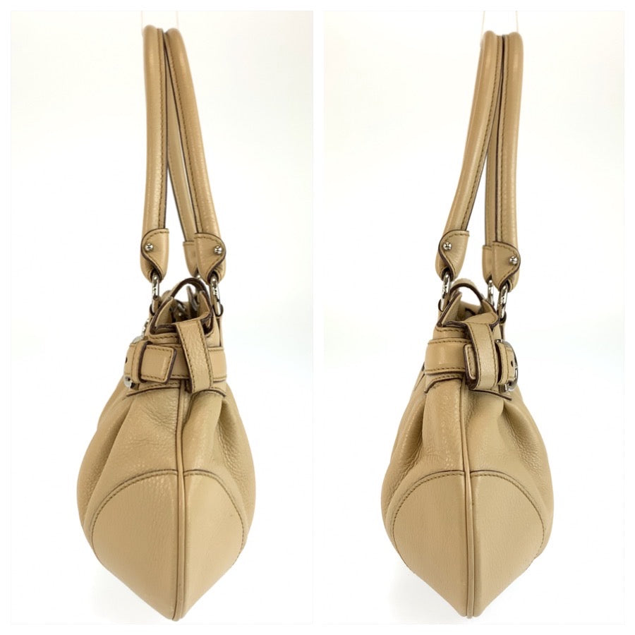 Salvatore Ferragamo サルヴァトーレフェラガモ ガンチーニ マリッサ ベージュ シルバー金具 レザー AU-21/6317 ハンドバッグ ショルダーバッグ レディース ABP33