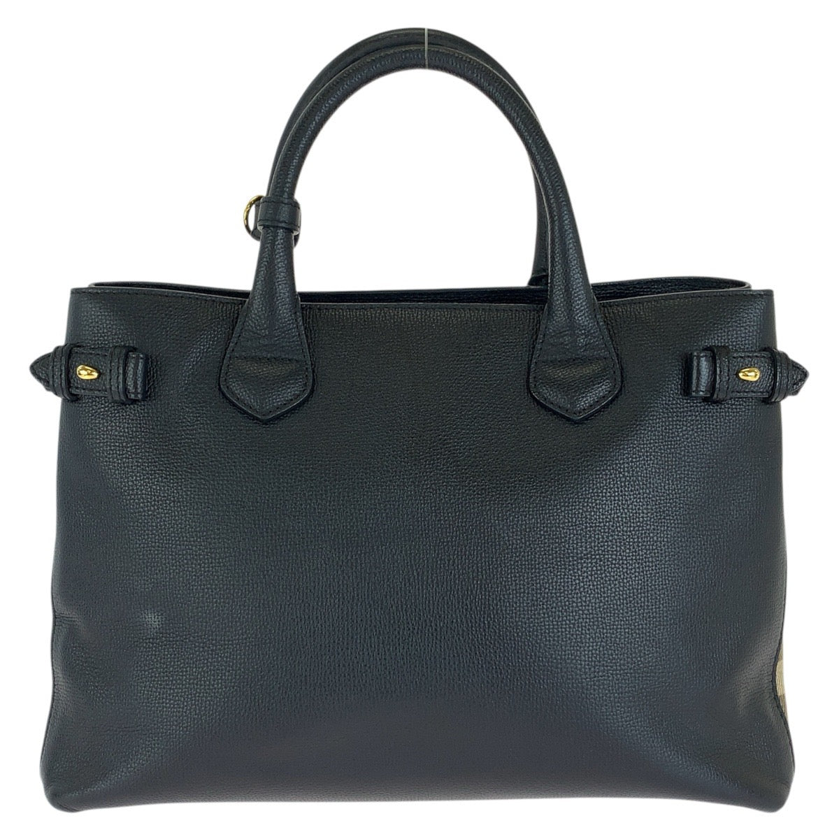 BURBERRY バーバリー チェック柄 ミディアム バナー 2way ブラック 黒 ゴールド金具 レザー / キャンバス 4023696 ハンドバッグ ショルダーバッグ レディース ABP50