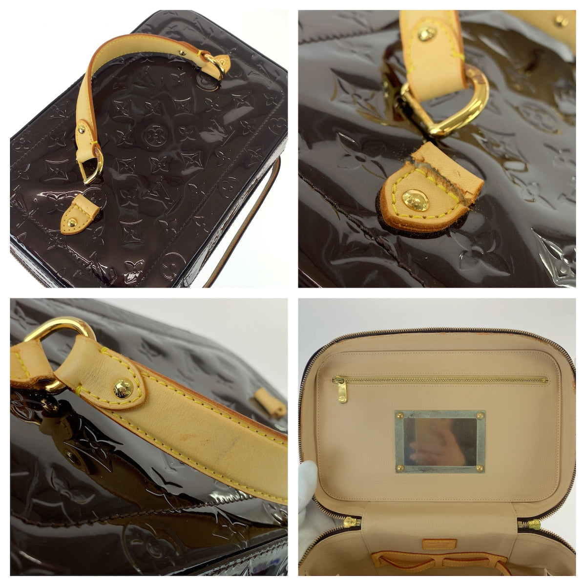 LOUIS VUITTON ルイヴィトン モノグラム ヴェルニ ヴァニティGM ワインレッド ボルドー ゴールド金具 エナメル / レザー M93512 ハンドバッグ ヴァニティ レディース BC76