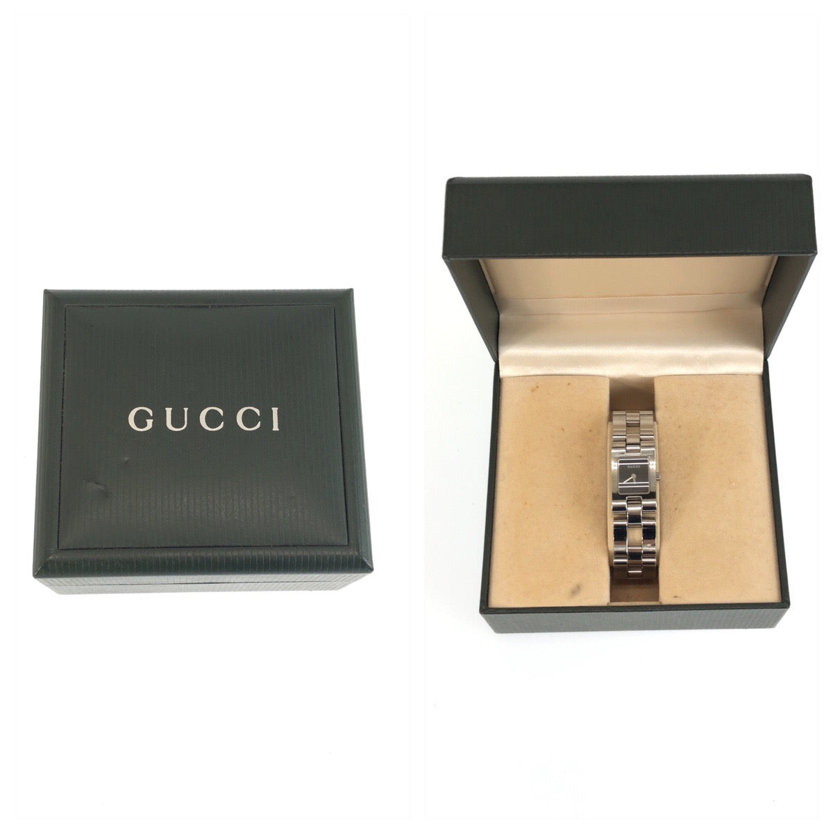 GUCCI グッチ バングルウォッチ ブラック 黒 シルバー金具 ステンレススチール 2305L 腕時計 3 ATM刻印 クオーツ ブラック文字盤 レディース ABP24