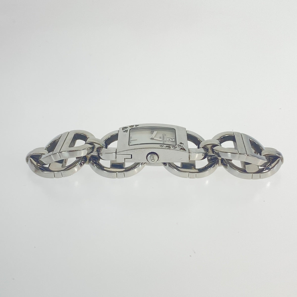 Dior ディオール ヴィンテージ マリス スクエア シルバー ステンレススチール D78-1091 腕時計 クオーツ パール文字盤 レディース AB30