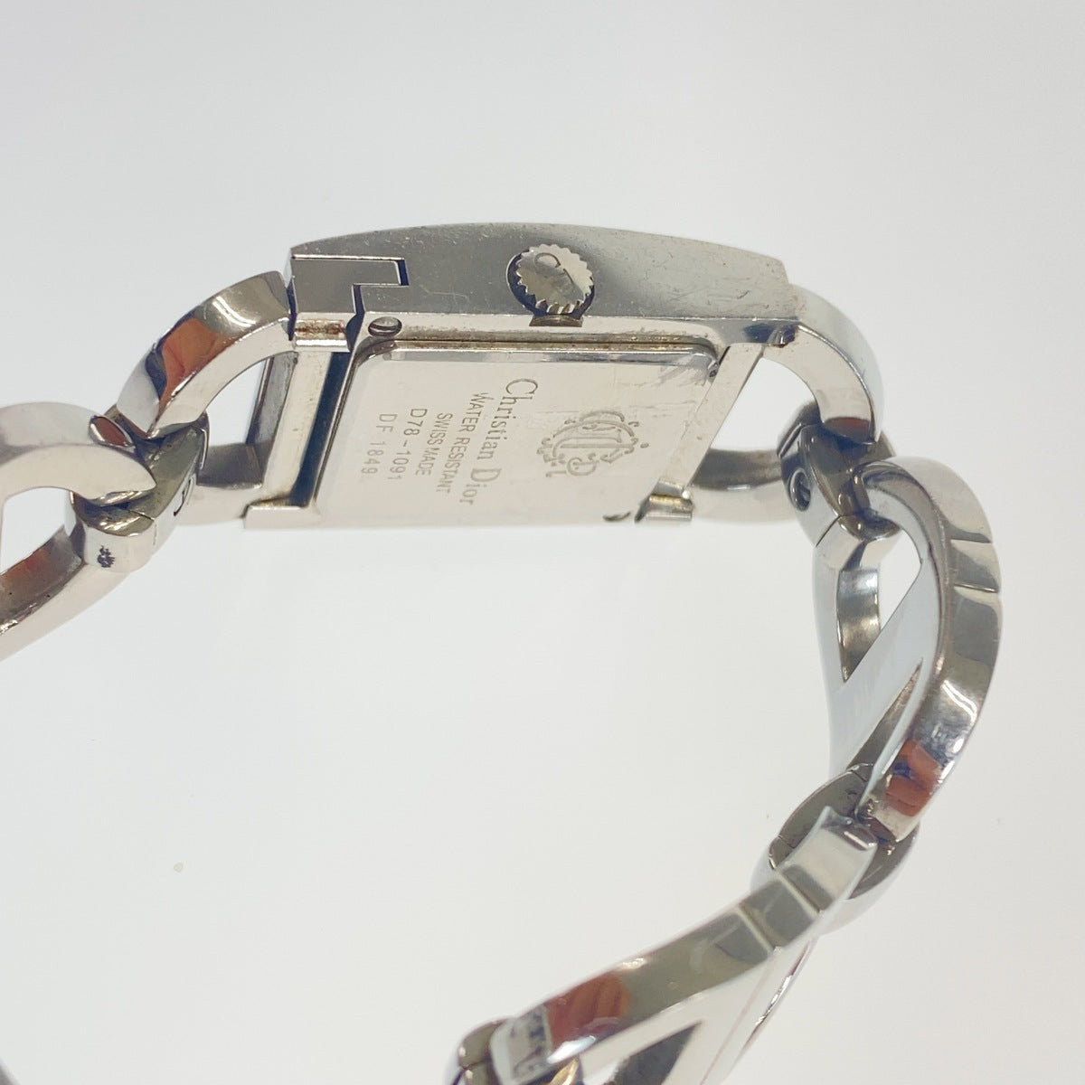 Dior ディオール ヴィンテージ マリス スクエア シルバー ステンレススチール D78-1091 腕時計 クオーツ パール文字盤 レディース AB30