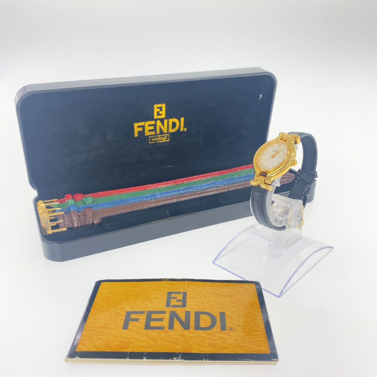 FENDI フェンディ ヴィンテージ チェンジベルト ブラック レッド グリーンなど メタル / レザー 腕時計 クオーツ レディース ABP56