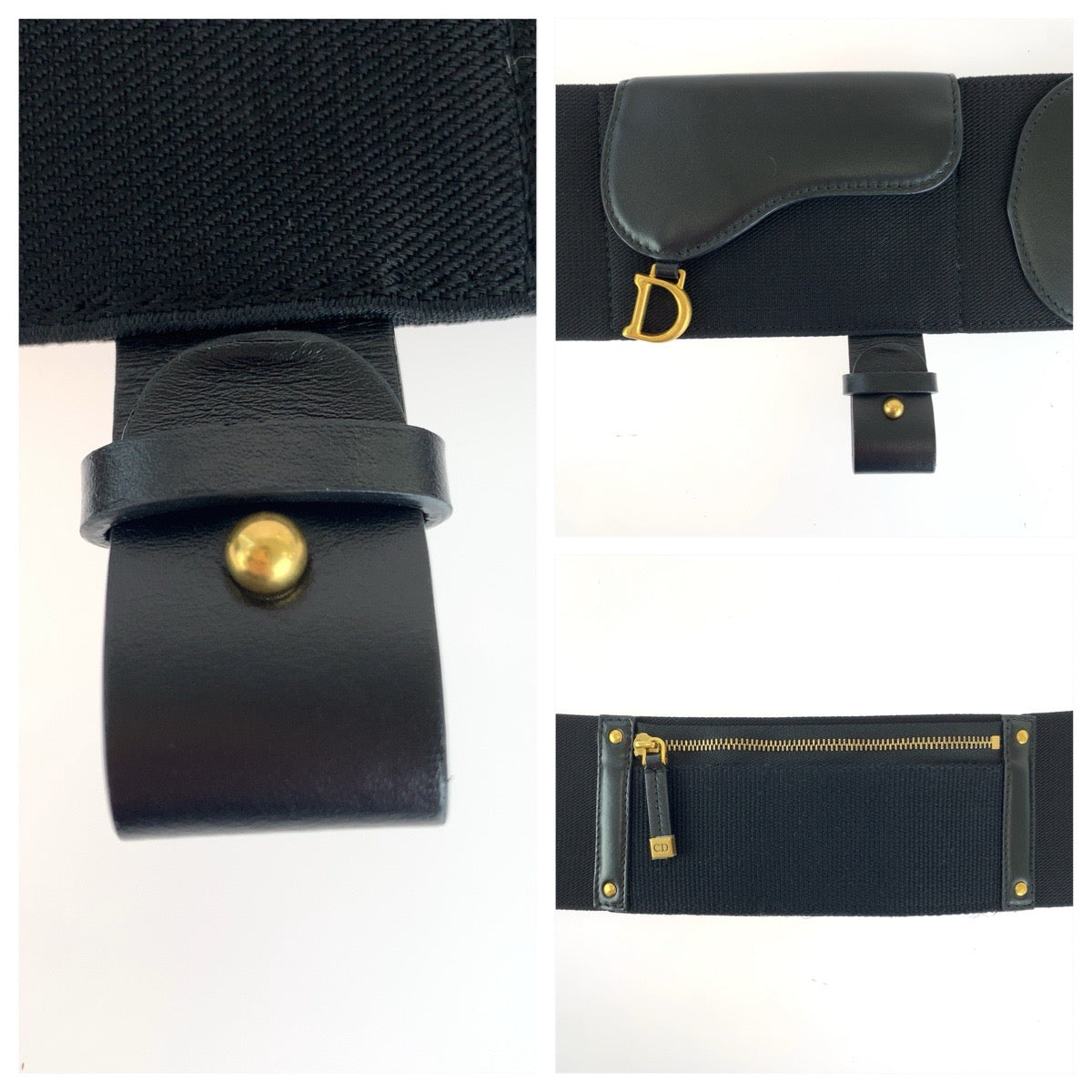 Dior ディオール サドル サイズ約73cm ブラック 黒 ゴールド金具 ファブリック / レザー ベルト レディース A48