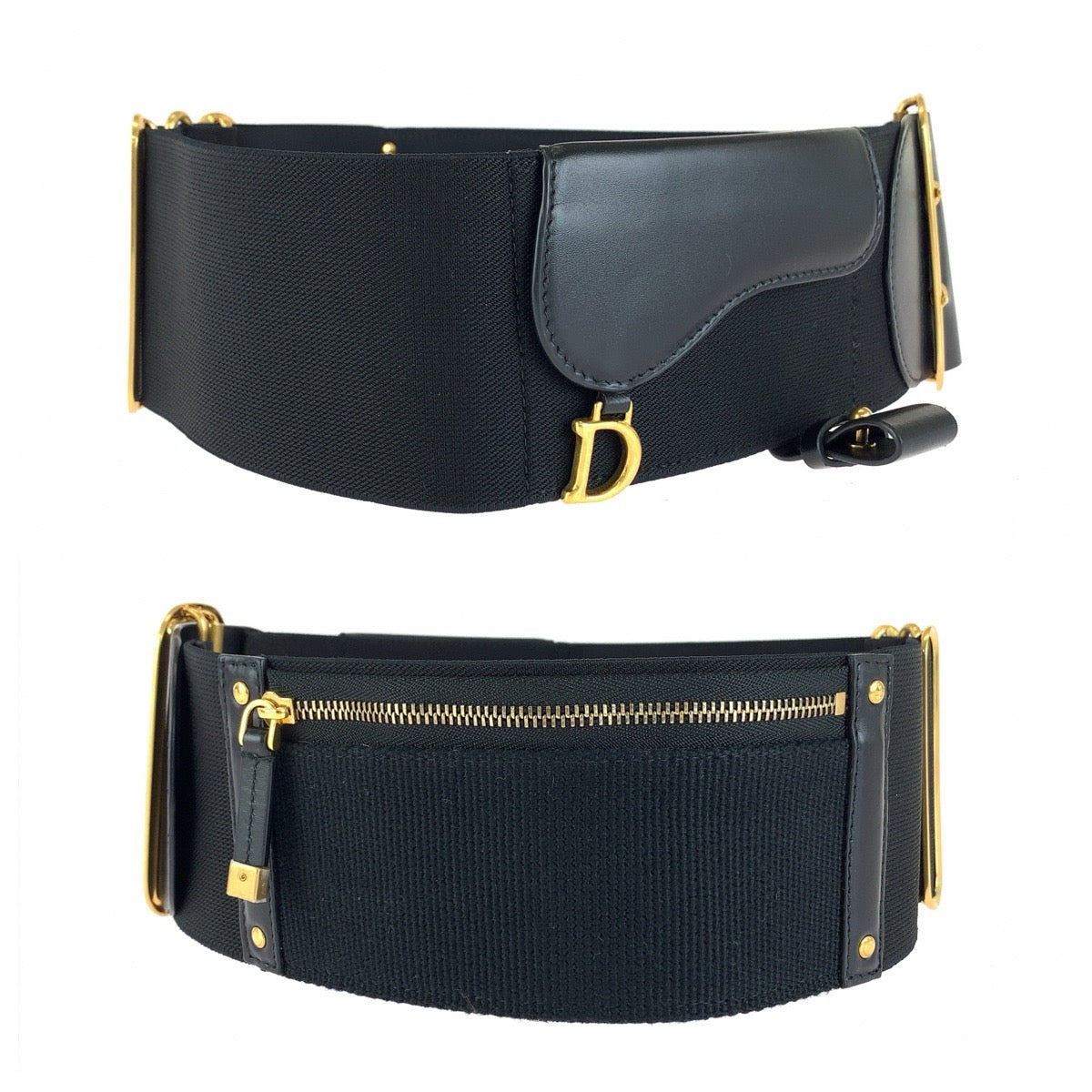 Dior ディオール サドル サイズ約73cm ブラック 黒 ゴールド金具 ファブリック / レザー ベルト レディース A48