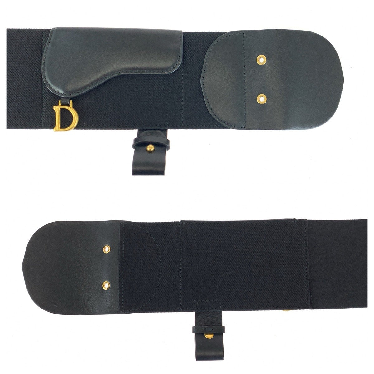 Dior ディオール サドル サイズ約73cm ブラック 黒 ゴールド金具 ファブリック / レザー ベルト レディース A48