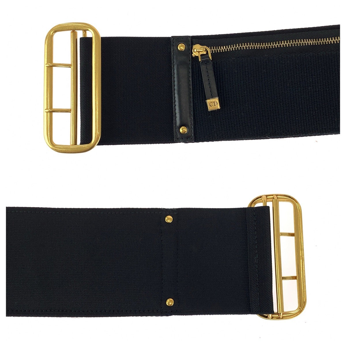 Dior ディオール サドル サイズ約73cm ブラック 黒 ゴールド金具 ファブリック / レザー ベルト レディース A48