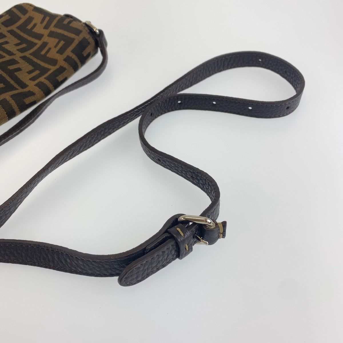 FENDI フェンディ セレリア ズッカ柄 ブラウン キャンバス / レザー 斜め掛け ショルダーバッグ ポシェット レディース ABP98