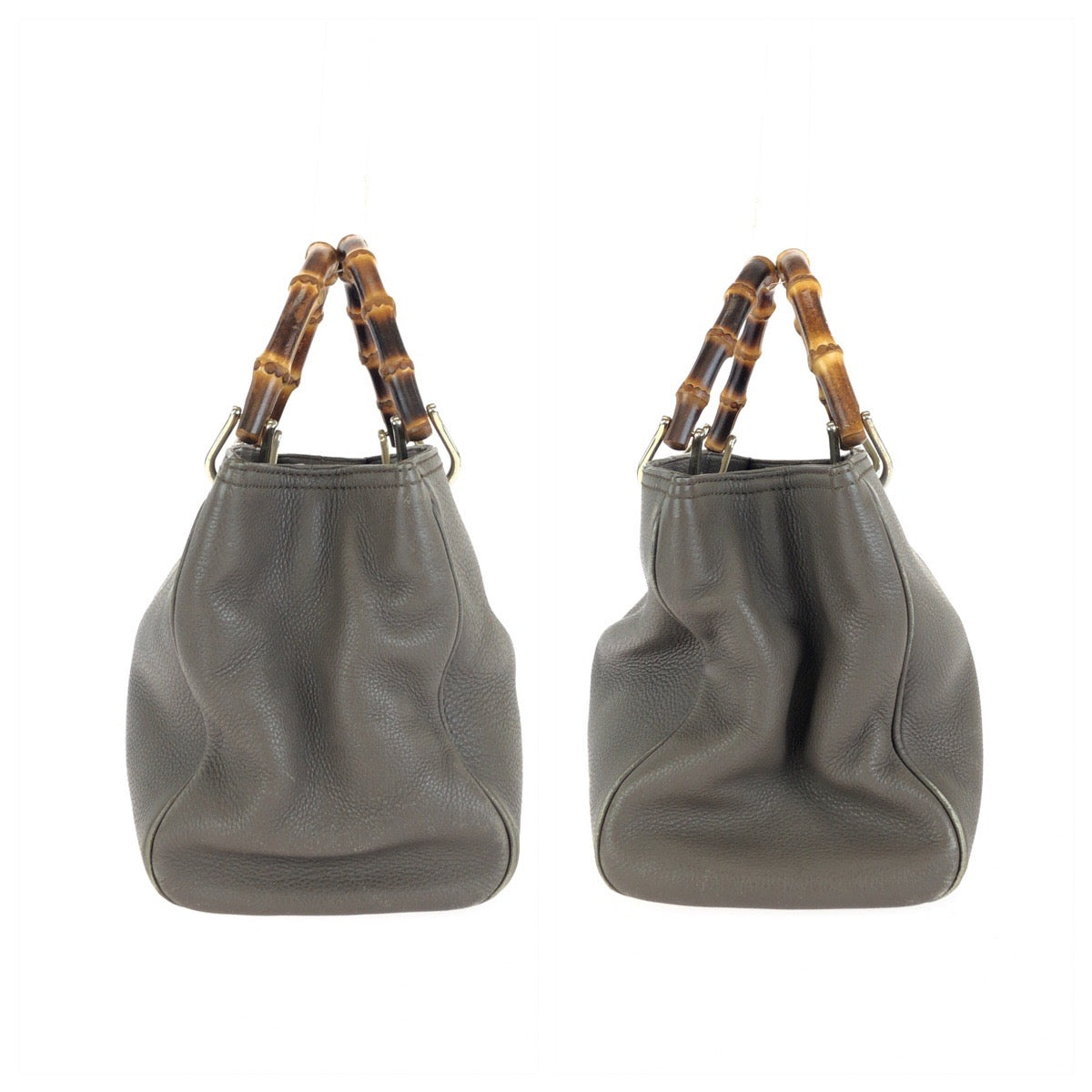 GUCCI グッチ バンブー ショッパー ミディアム グレー ゴールド金具 レザー 323660　 トートバッグ ハンドバッグ レディース AB37