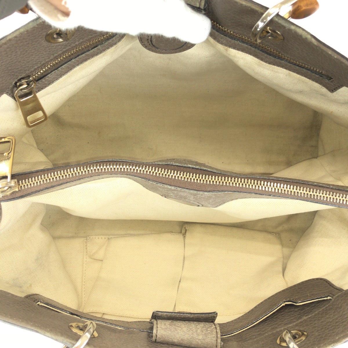 GUCCI グッチ バンブー ショッパー ミディアム グレー ゴールド金具 レザー 323660　 トートバッグ ハンドバッグ レディース AB37