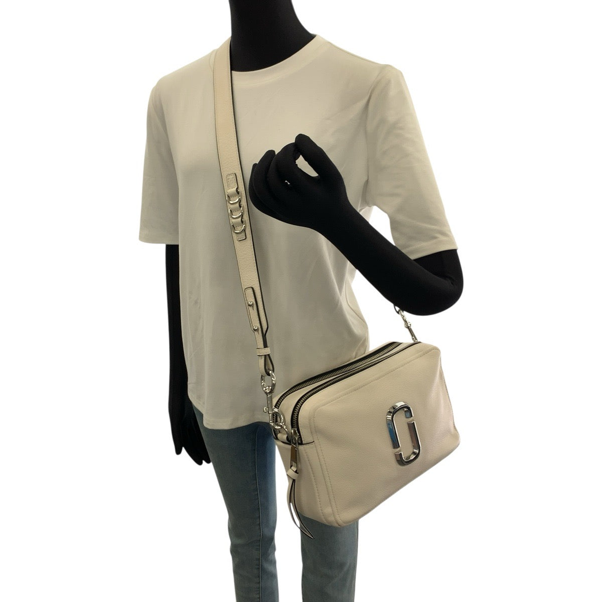 MARC JACOBS マークジェイコブス ザ ソフトショット ２way ホワイト シルバー金具 レザー M0014592 278 ショルダーバッグ クラッチバッグ レディース AB15