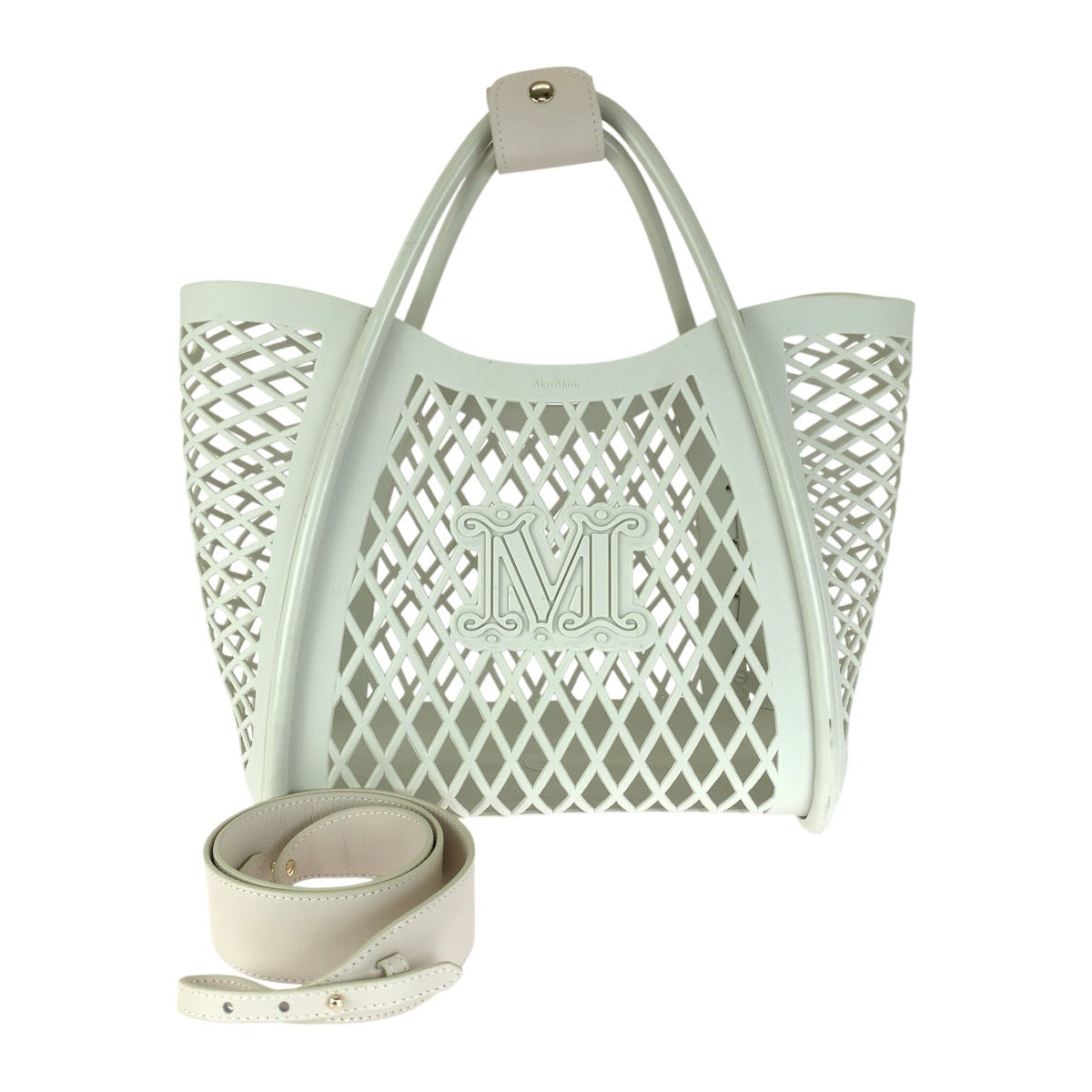 MAX MARA マックスマーラ ラバーメッシュ Mariny ホワイト グレー ラバー トートバッグ ハンドバッグ 2WAY レディース ABP33