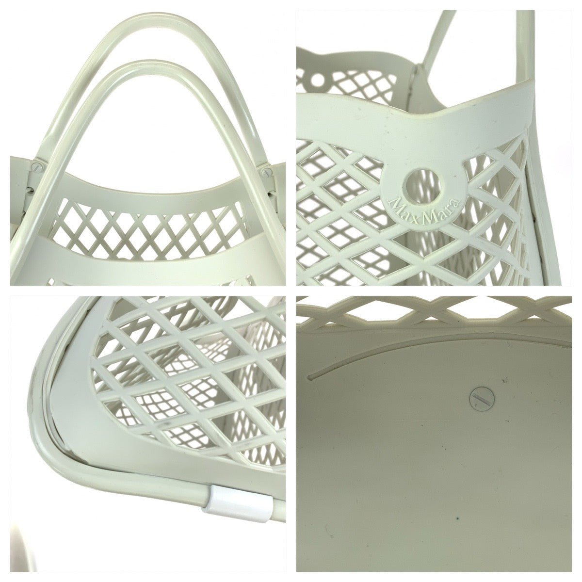 MAX MARA マックスマーラ ラバーメッシュ Mariny ホワイト グレー ラバー トートバッグ ハンドバッグ 2WAY レディース ABP33