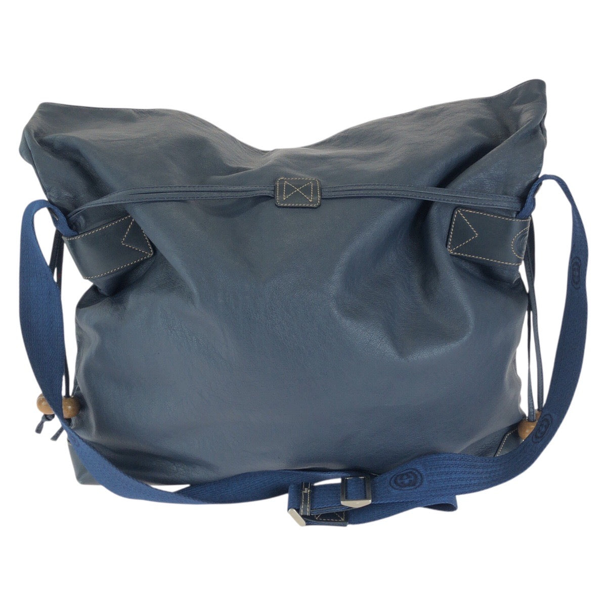 GUCCI グッチ ヴィンテージ オールドグッチ ネイビー シルバー金具 レザー 01.33.0570 ショルダーバッグ 男女兼用 レディース AB