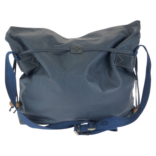 GUCCI グッチ ヴィンテージ オールドグッチ ネイビー シルバー金具 レザー 01.33.0570 ショルダーバッグ 男女兼用 レディース AB