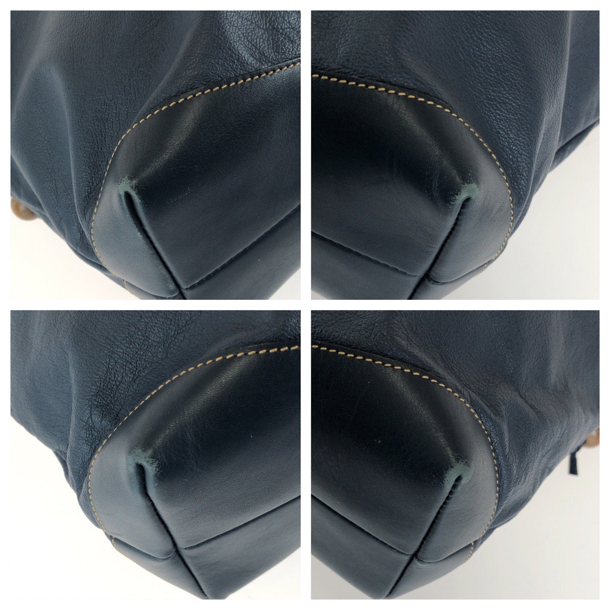 GUCCI グッチ ヴィンテージ オールドグッチ ネイビー シルバー金具 レザー 01.33.0570 ショルダーバッグ 男女兼用 レディース AB