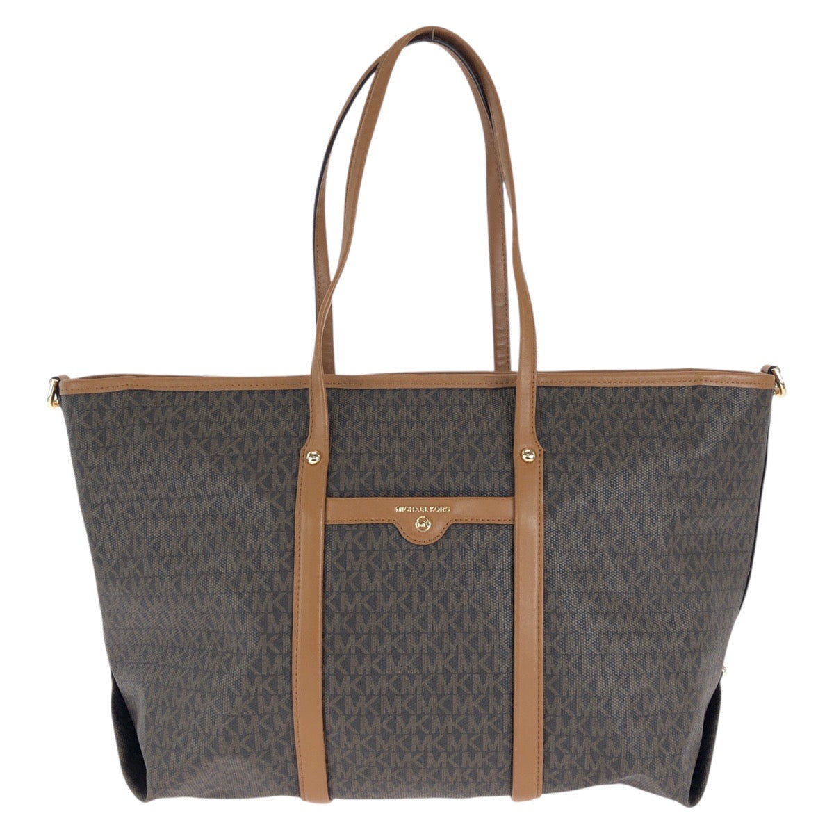 Michael Kors マイケルコース BECK ラージ ブラウン ゴールド金具 PVC / レザー 30T0GKNT3B トートバッグ ショルダーバッグ レディース ABP